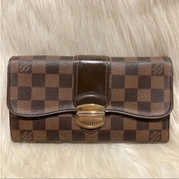 Authenticated Louis Vuitton Damier Ebene Sistina Long Wallet - Picture 3 of 16